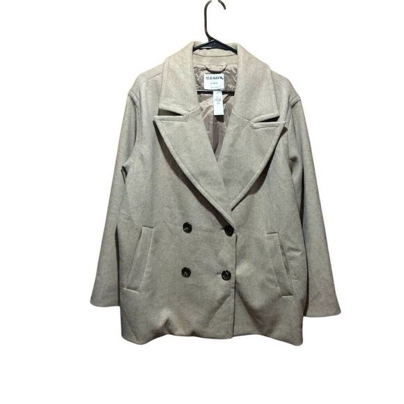 Old Navy Jackets & Blazers - Old Navy Pea Coat Women's Size XL(Petite) Tan Double Breasted Button Pockets NWT